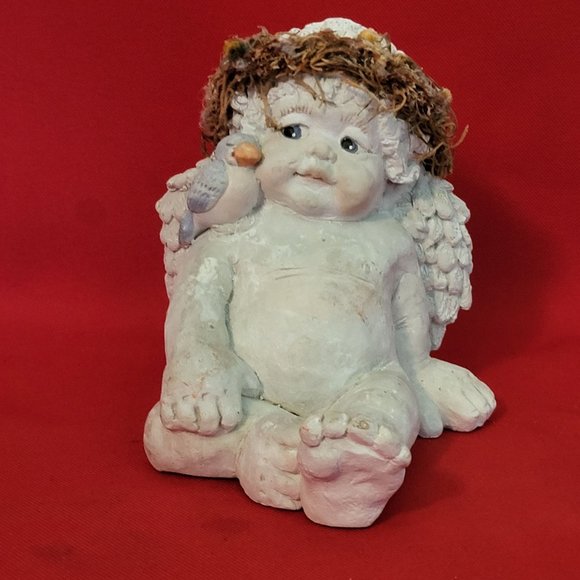 Vintage Cherub Angel & Bluebird Figurine - Picture 1 of 13